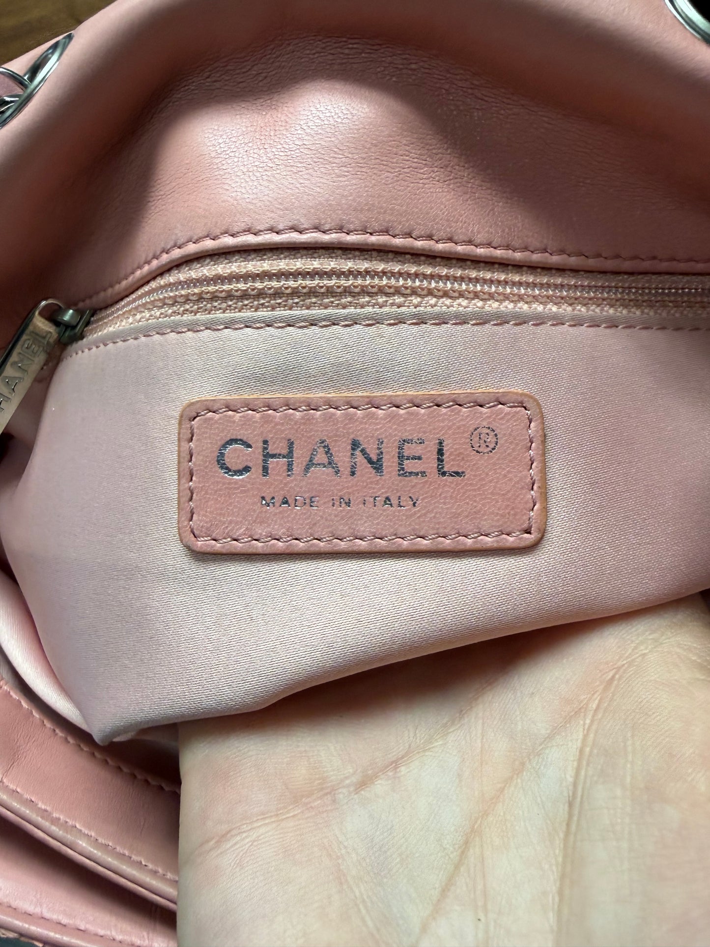 Chanel Pink Python Leather Classic ‘Flap Bag’ with Silver Hardware
