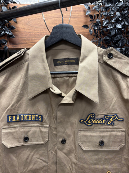 2017 Louis Vuitton x Fragment Military Inspired ‘Badges’ Collared Shirt