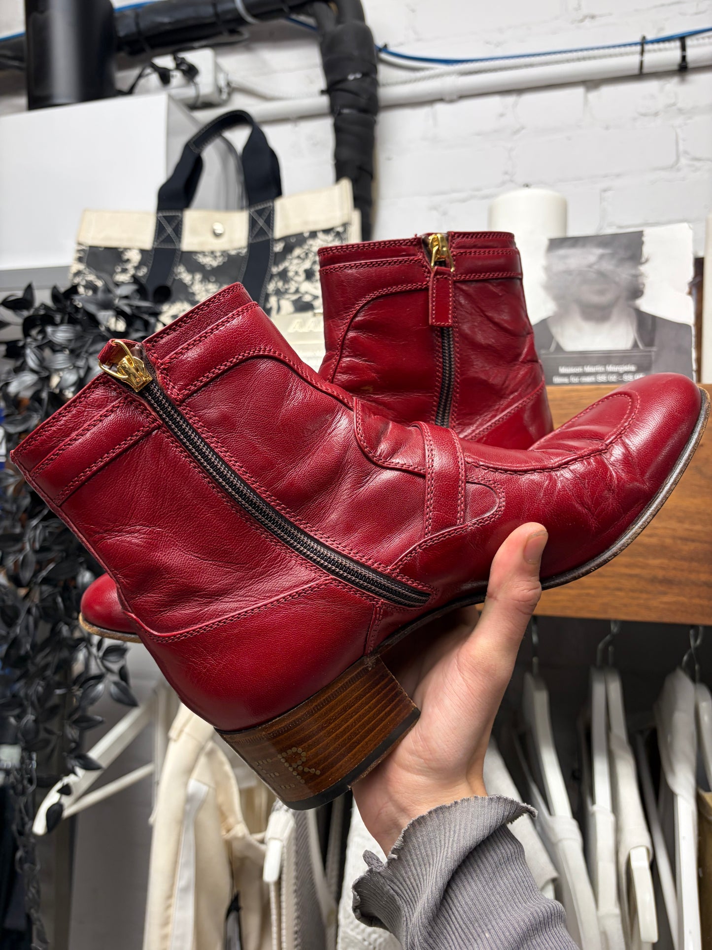 AW2019 Gucci by Alessandro Michele ‘Sucker’ Red Platform Leather Pointed Toe Boots