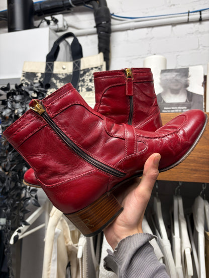 AW2019 Gucci by Alessandro Michele ‘Sucker’ Red Platform Leather Pointed Toe Boots
