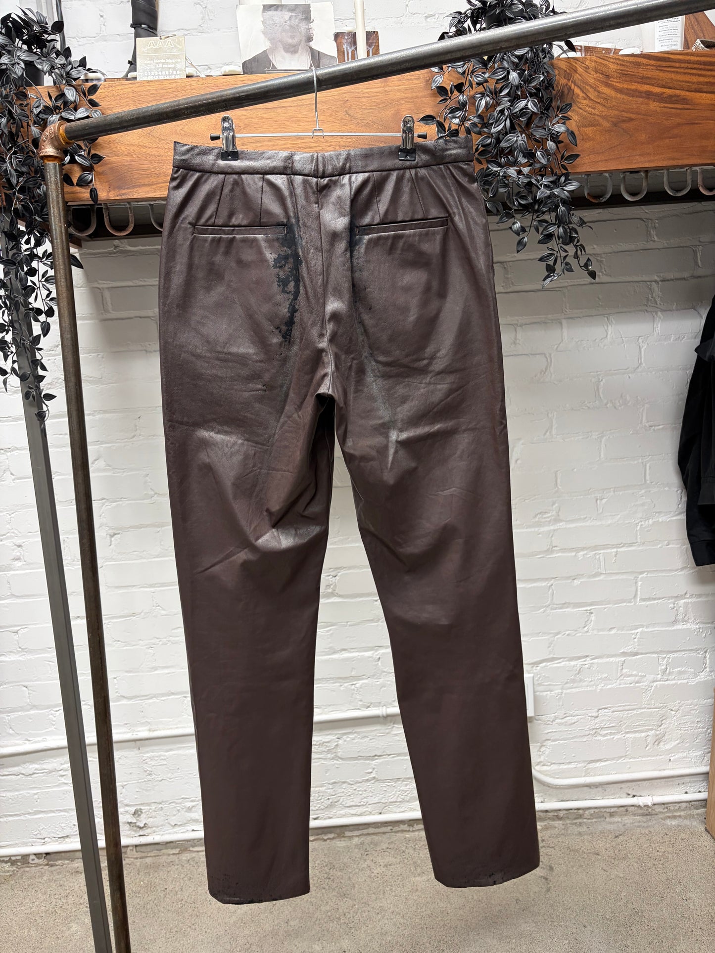 AW2001 Raf Simons ‘Riot Riot Riot’ Brown Lambskin Leather Pants