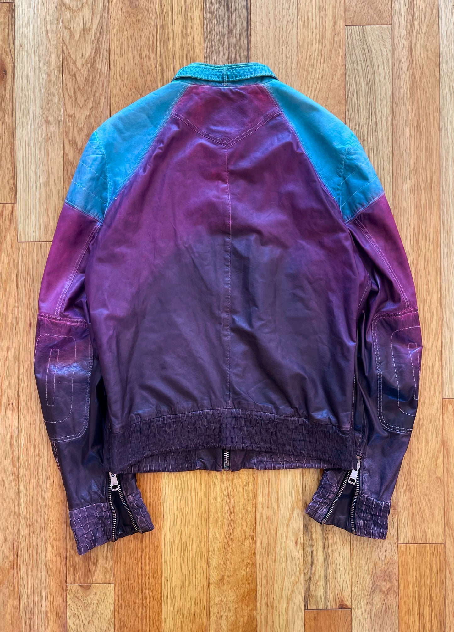 Spring Summer 2009 Gucci by Alessandro Michele Gradient Dyed Turquoise/Purple Leather Jacket