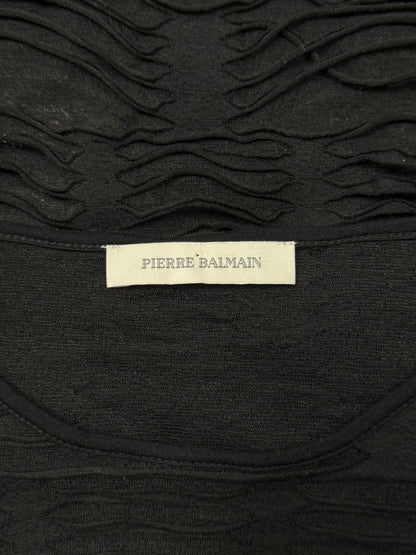 Balmain Loose Gauge Black Distressed Mesh Layered Sweater