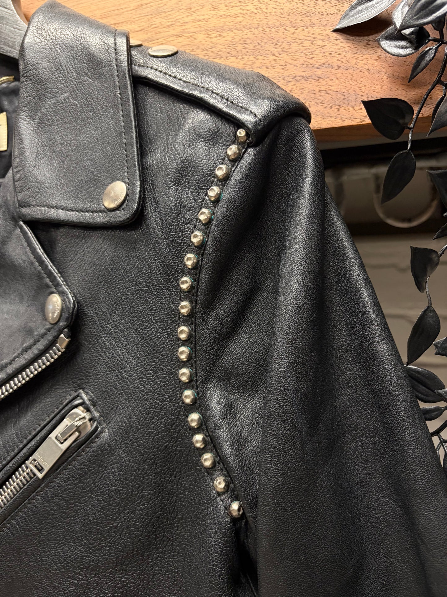 SS2014 Saint Laurent by Hedi Slimane ‘L17’ Rivet Studded Black Leather Biker Jacket