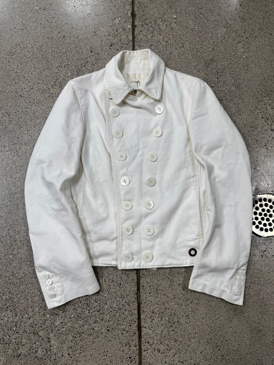 90s Alexander McQueen ‘Grommet Hole’ White Cotton Fencing Jacket
