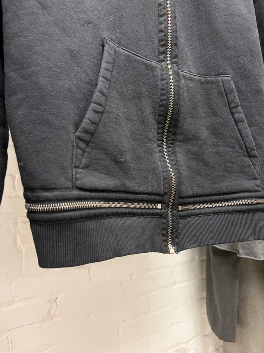 SS2018 Saint Laurent ‘Zipper Hem’ Black Drawstring Hoodie