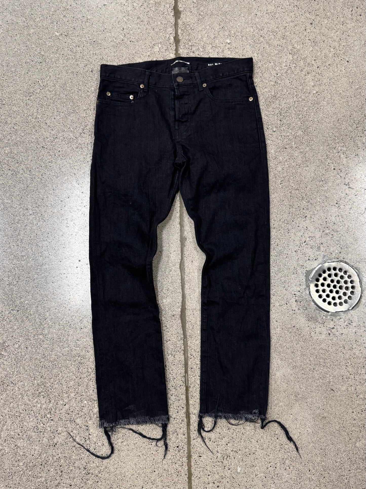 2014 Saint Laurent D02 ‘Released Hem’ Black Skinny Jeans