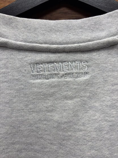 SS2018 Vetements ‘Unskinny’ Heather Grey Oversized Sweatshirt