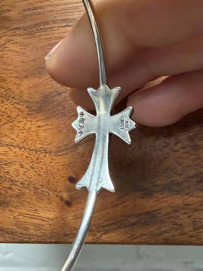 Chrome Hearts ‘Tiny Cross’ 925 Silver Bangle Bracelet