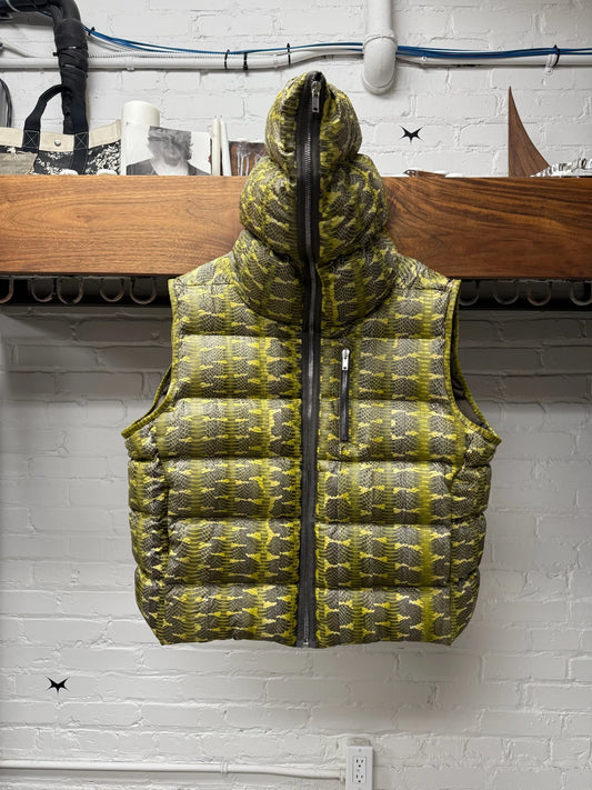 AW2023 Rick Owens ‘Luxor’ Genuine Acid Boiga Snake ‘Gimp’ Zip Puffer Vest