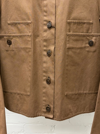 AW1999 Miu Miu High Neck Brown Cotton Trucker Jacket