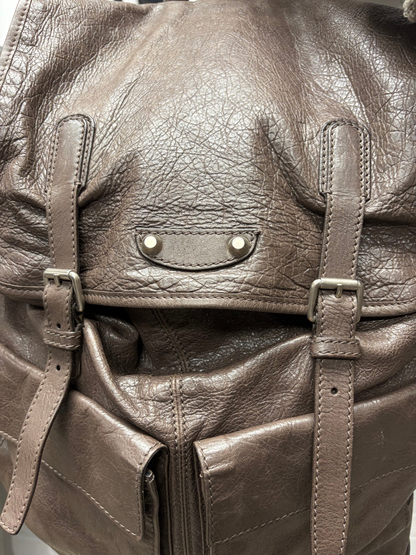 Mid 2000s Balenciaga‘Traveller’ Brown Lambskin Leather Backpack
