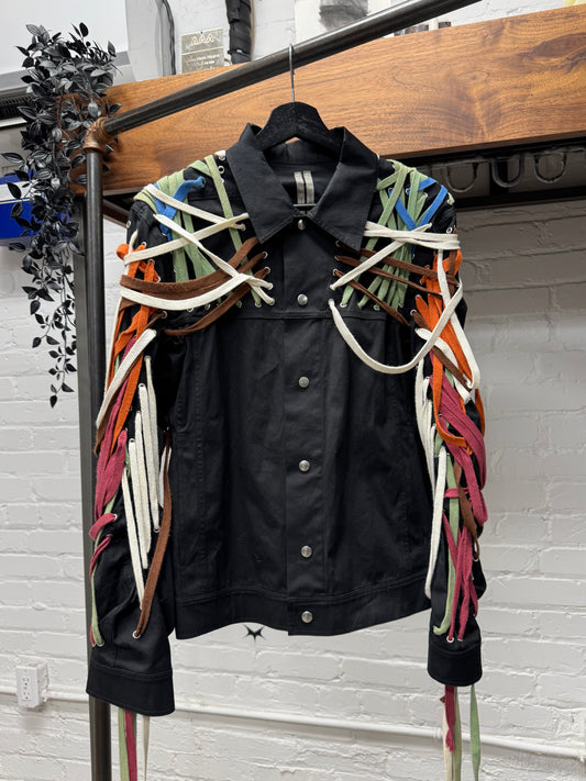 SS2020 Rick Owens ‘Tecuatl’ Megalace Black Trucker Jacket