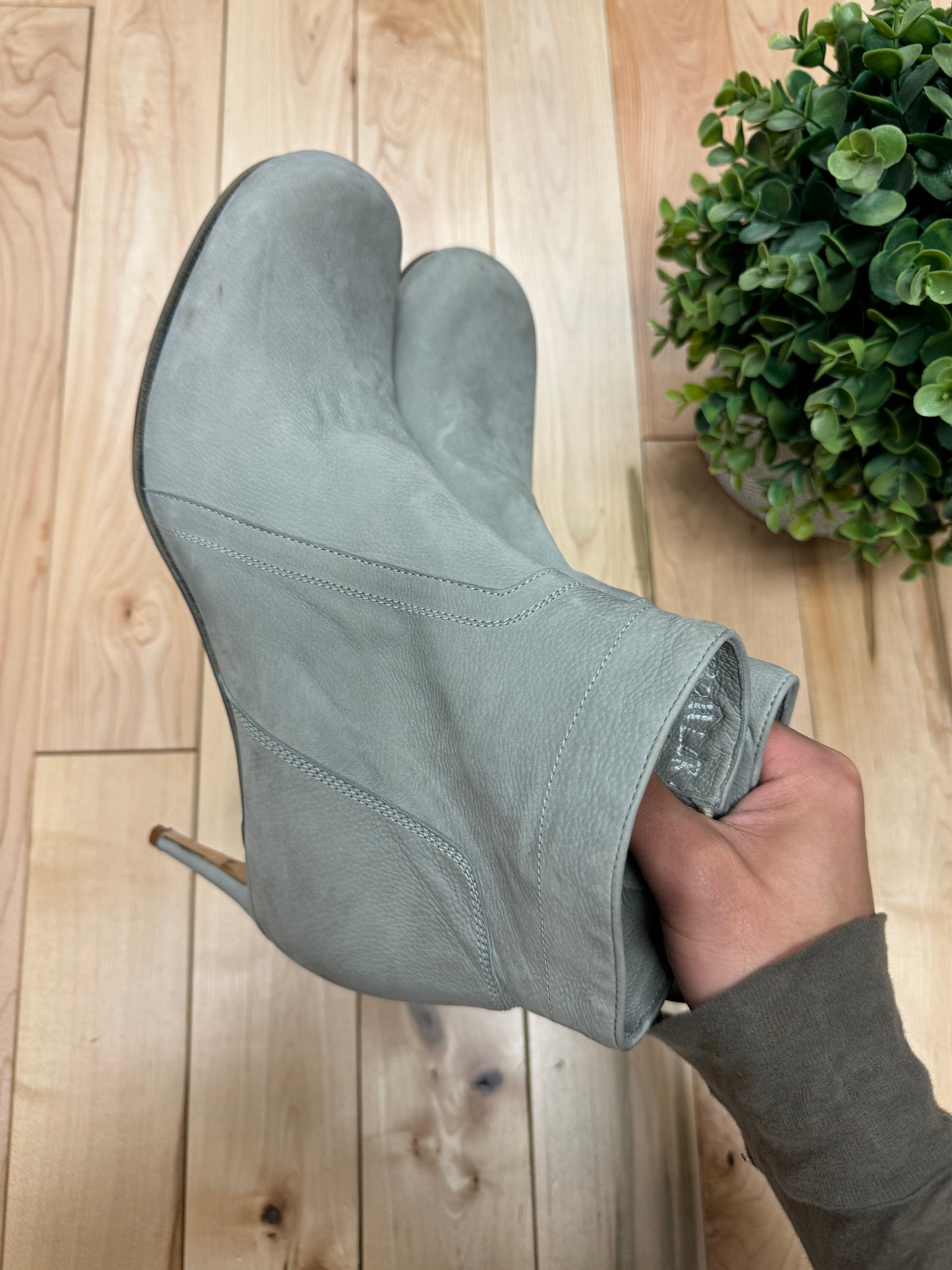 Rick Owens Grey Suede ‘Wedge’ Ankle Boots