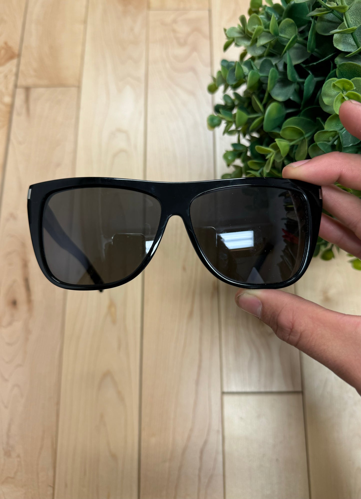 Saint Laurent ‘SL 1 002’ Square Frame Black Sunglasses