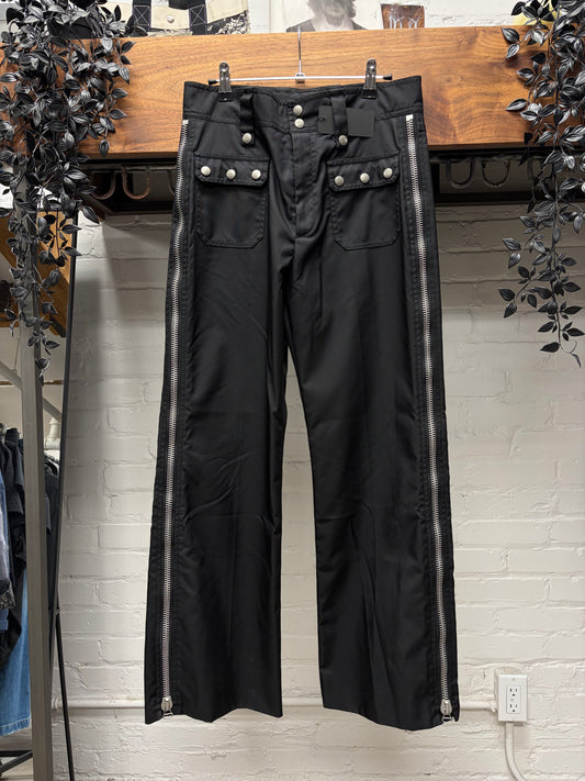 Gucci Side Seam Zip-Up Wide Leg Black Denim