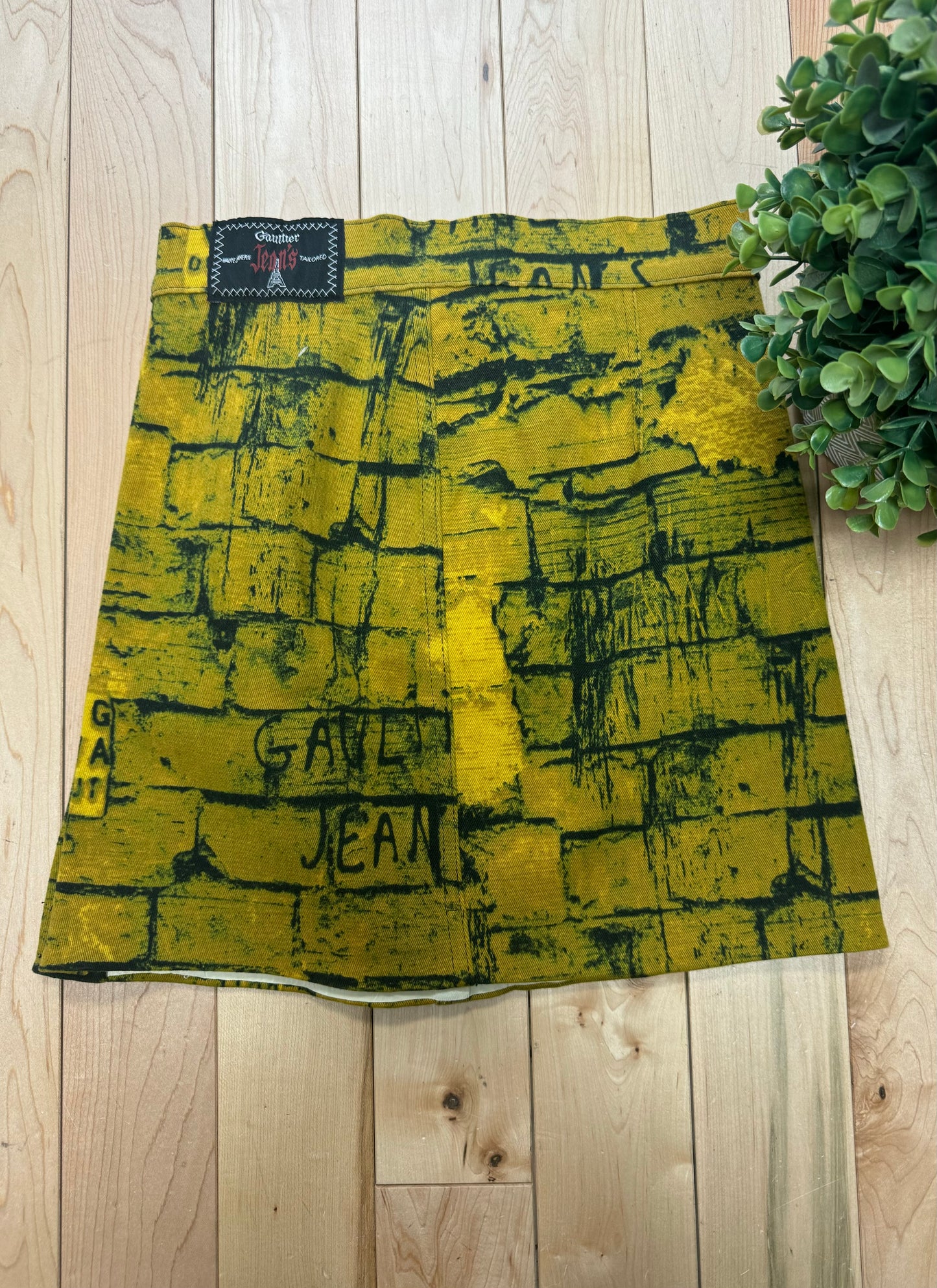 AW1997 Jean Paul Gaultier ‘Fight Racism’ Yellow Brick Denim Mini Skirt