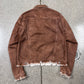 SS2022 Marni Fringe Distressed Brown Denim Trucker Jacket