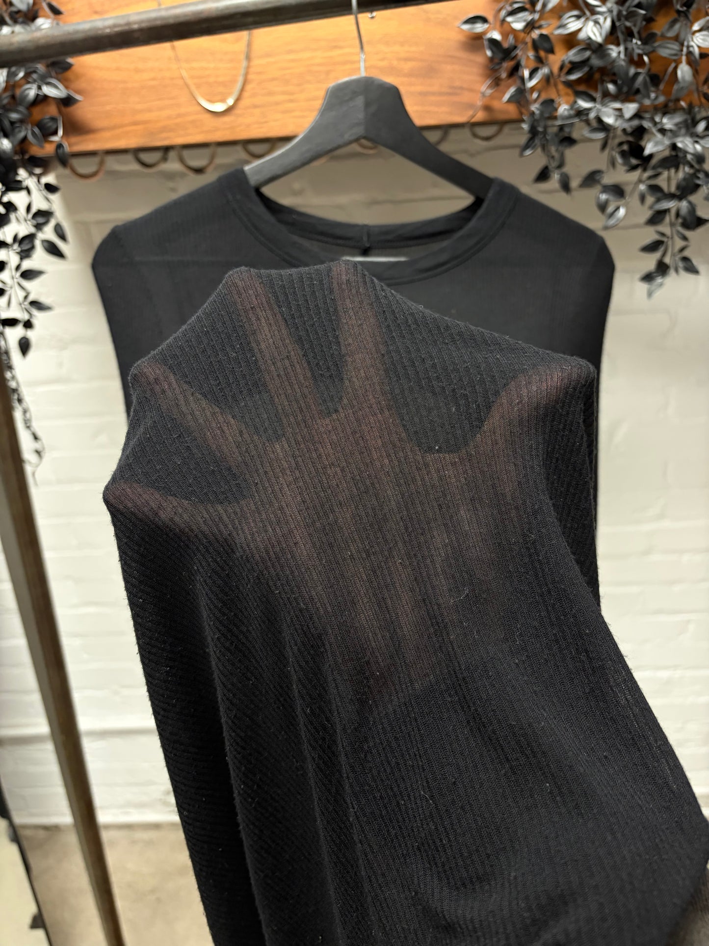 AW2016 Rick Owens ‘Mastadon’ Ribbed Black Long Sleeve Shirt