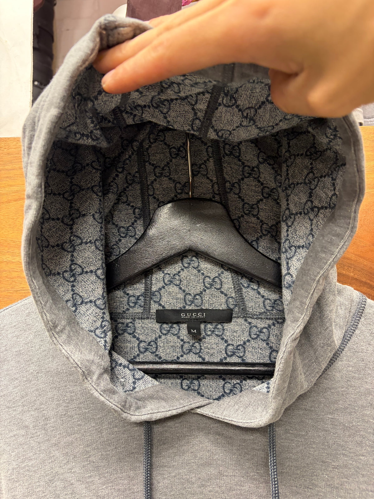 Gucci ‘Guccisima’ Interior Hood Monogram Grey Cotton Pullover Hoodie