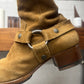 Saint Laurent ‘Wyatt’ Brown Suede Harness Boots