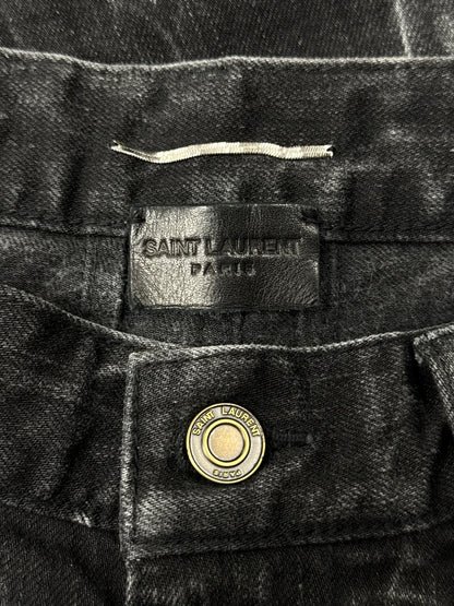 2015 Saint Laurent ‘D02’ Bleach Wash Black ‘Unaltered’ Skinny Denim