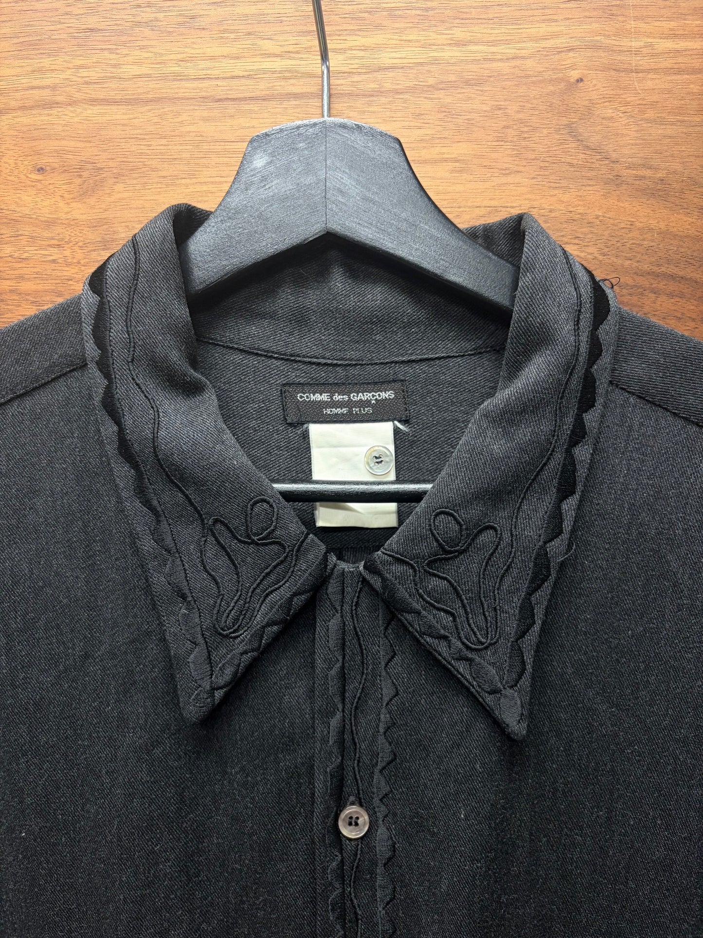 1990s Comme Des Garçons Homme Plus Lace Detail Oversized Button Down Shirt