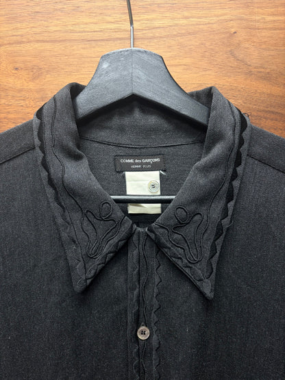 1990s Comme Des Garçons Homme Plus Lace Detail Oversized Button Down Shirt