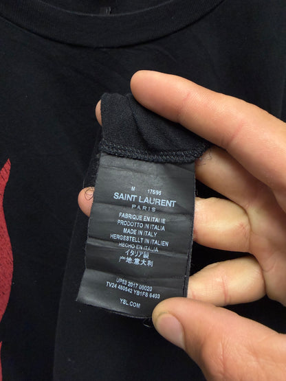2017 Saint Laurent ‘Flame’ Black/Red Graphic T-Shirt
