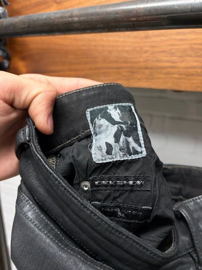 Rick Owens DRKSHDW Waxed Black ‘Tyrone Cut’ Zip Fly Skinny Jeans