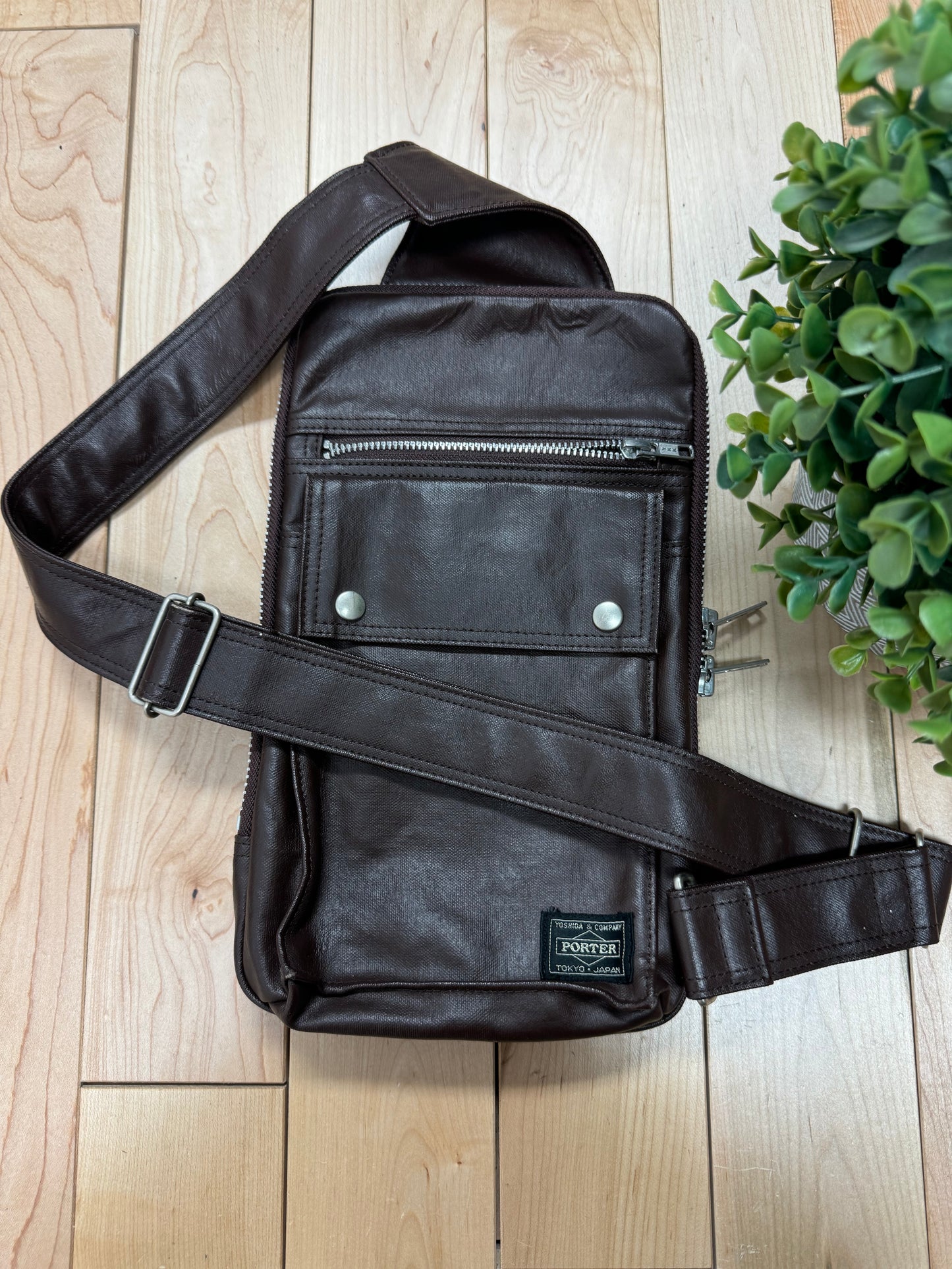 Porter ‘Freesling’ Brown Leather Shoulder Bag