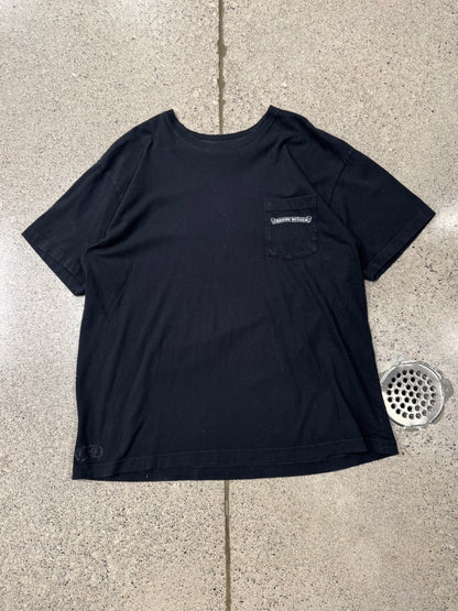 Vintage Chrome Hearts ‘Scroll Logo’ Faded Black T-Shirt