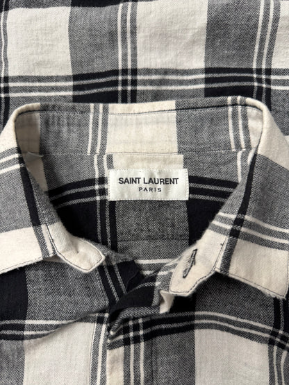 2017 Saint Laurent Plaid Black/Natural White Plaid Patterned Flannel
