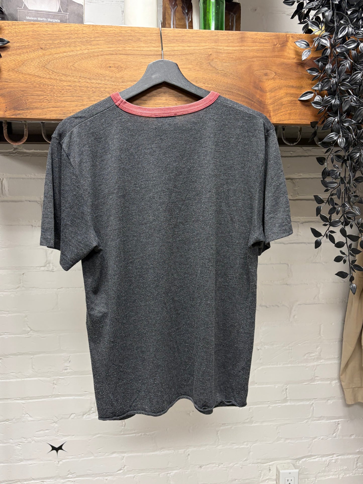 2017 Saint Laurent Grey/Red ‘YSL University’ Ringer Retro Inspired T-Shirt