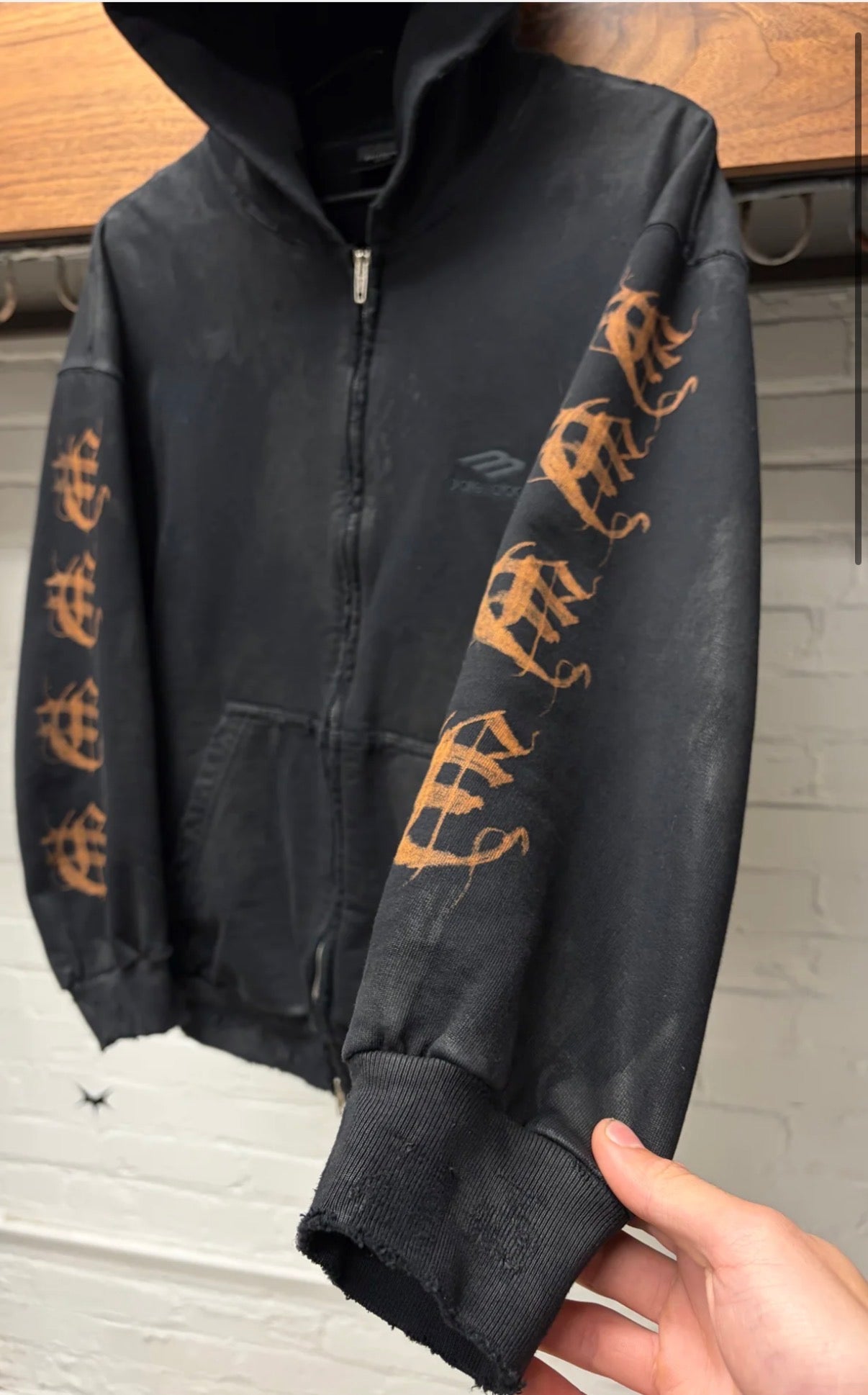 AW2023 Balenciaga ‘Heavy Metal’ Mud/Thrash Distressed Zip Up Hoodie