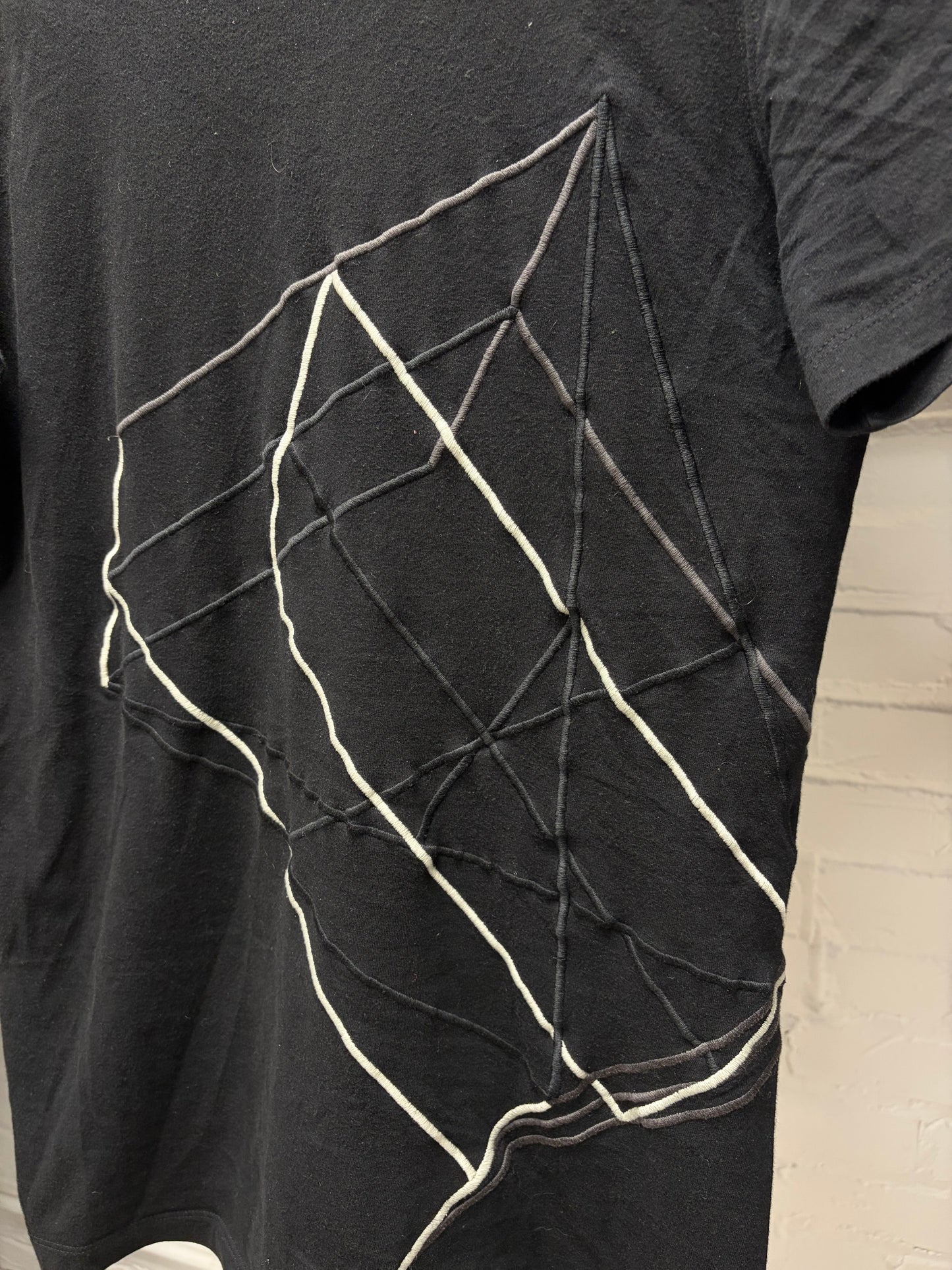 SS2019 Rick Owens ‘Geometric’ Embroidered Black Logo T-Shirt