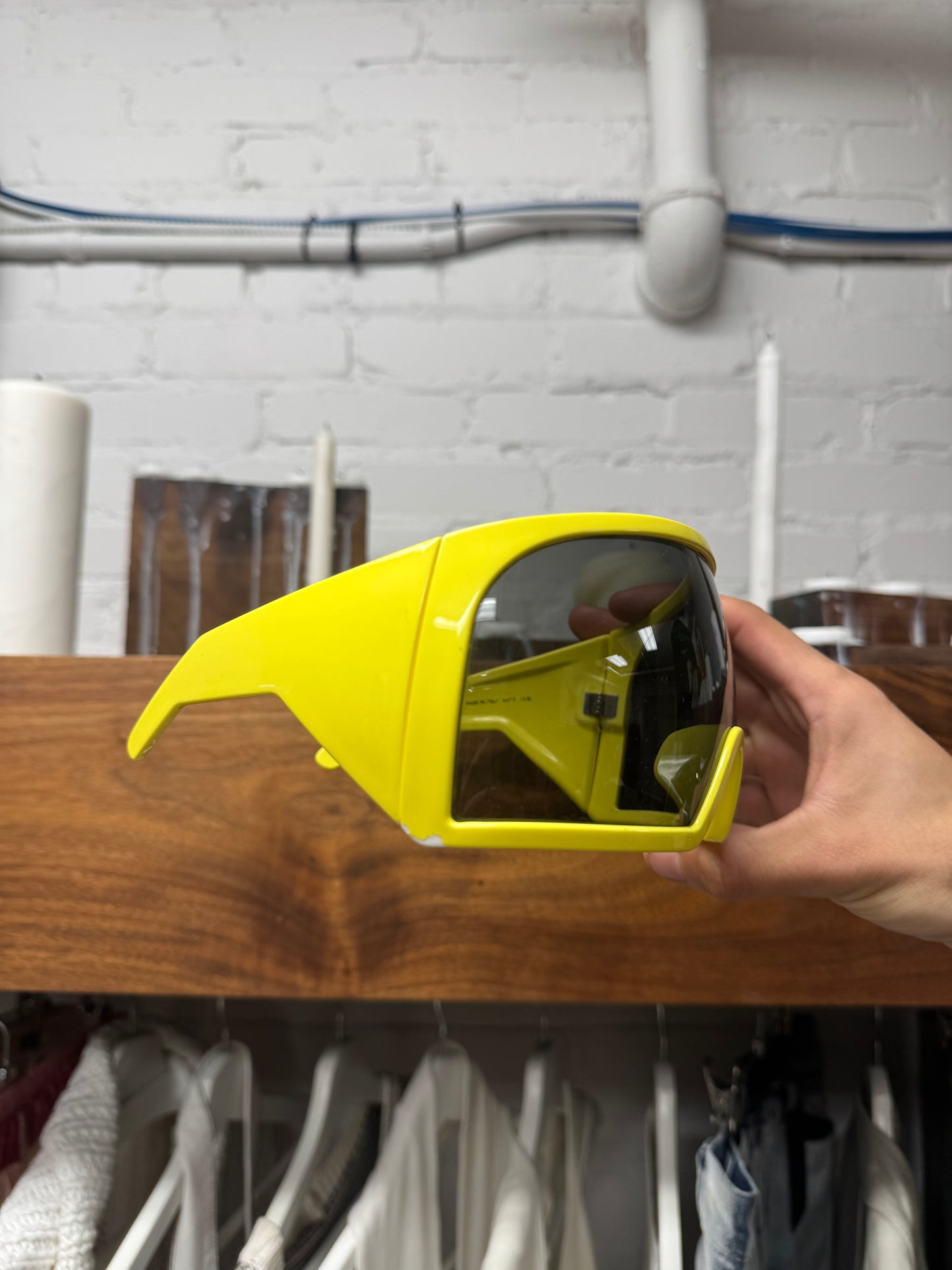 Rick Owens ‘Kreister’ Yellow Shield Visor Sunglasses