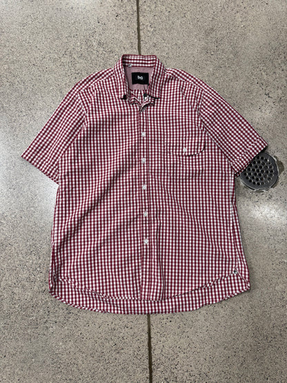 Dolce & Gabbana Red/White Gingham Short Sleeve Button Down