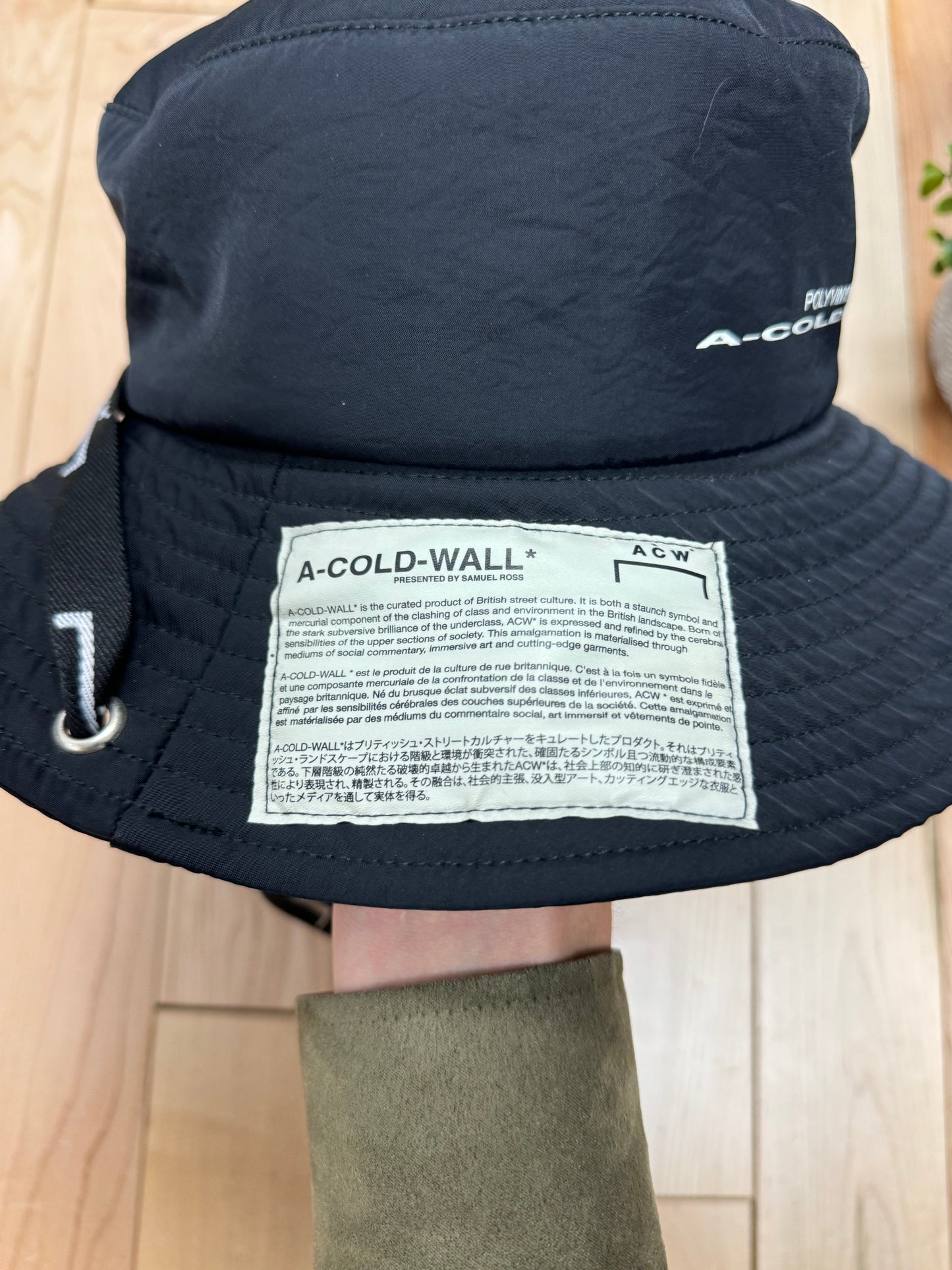 A Cold Wall Black Eyelet Drawstring Bucket Hat