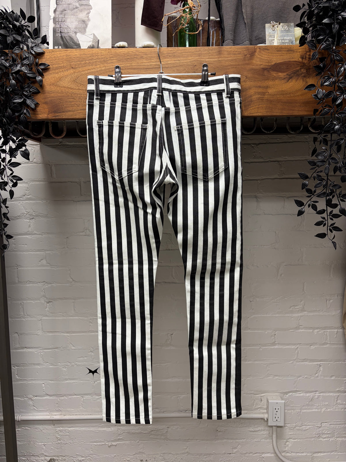 Saint Laurent by Hedi Slimane Striped Black/White 'D02' Skinny Jeans