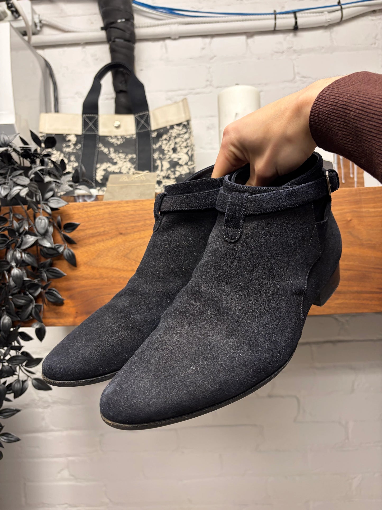 Saint Laurent ‘Jodhpur’ Black Suede Ankle Boots Boots