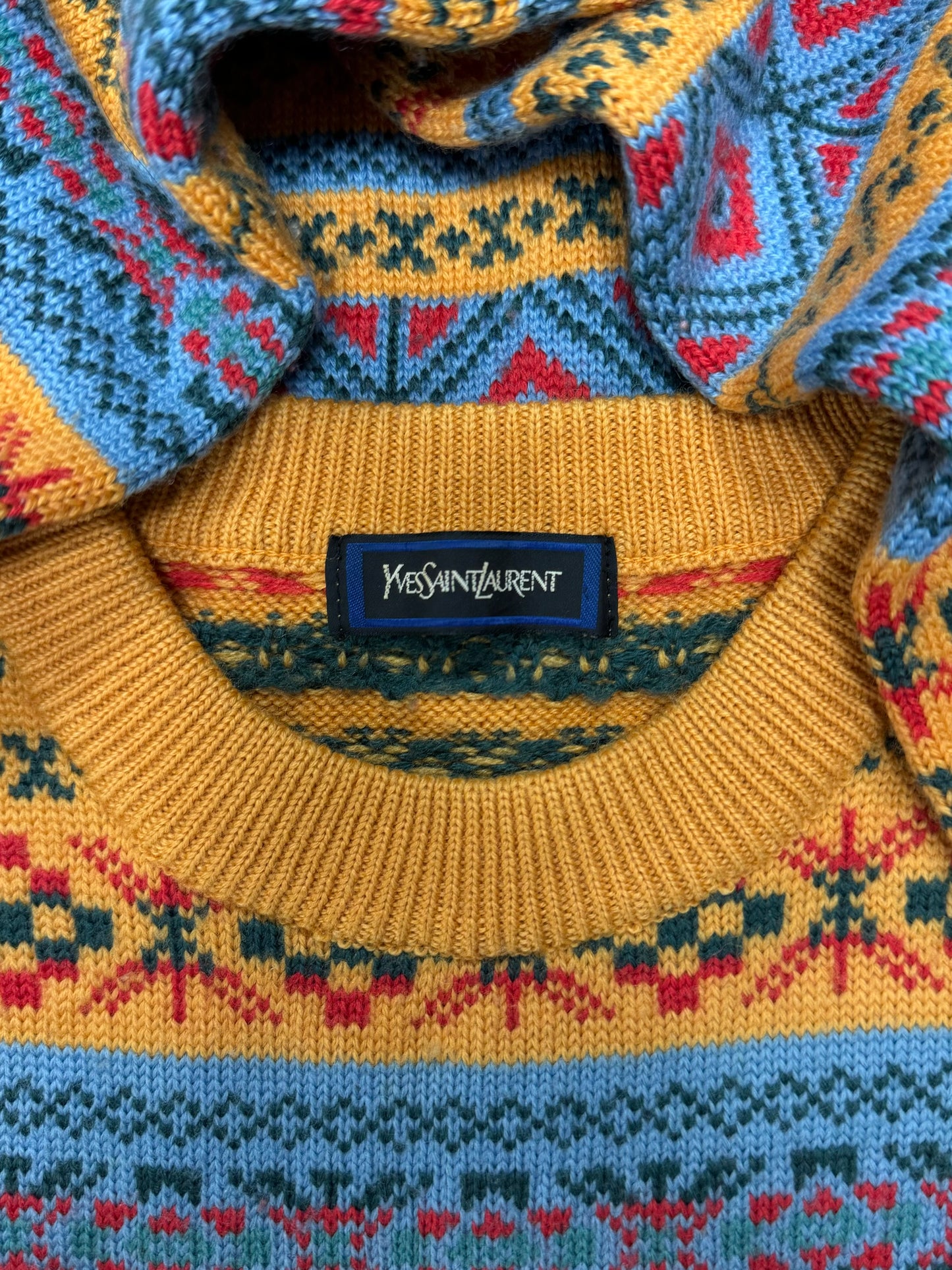 Vintage 1990s Yves Saint Laurent Nordic Knit Sweater