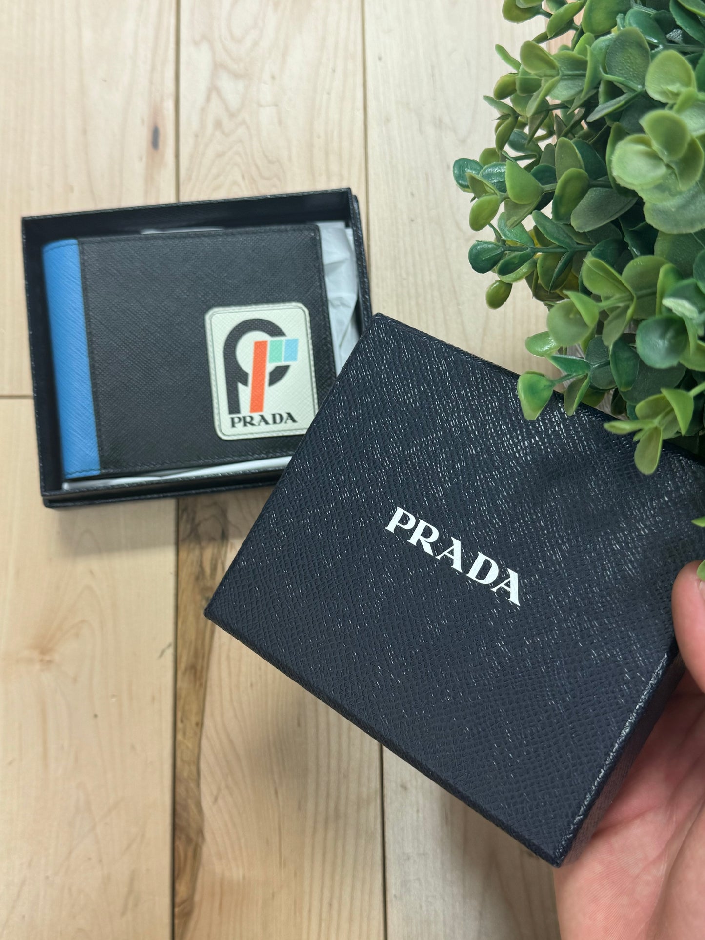 Prada ‘Racing Logo’ Black Saffano Leather Bifold Wallet