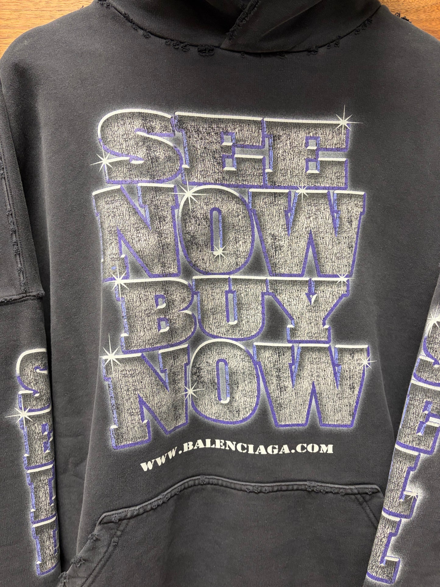 SS2024 Balenciaga ‘See Now Buy Now’ Distressed Black Pullover Hoodie