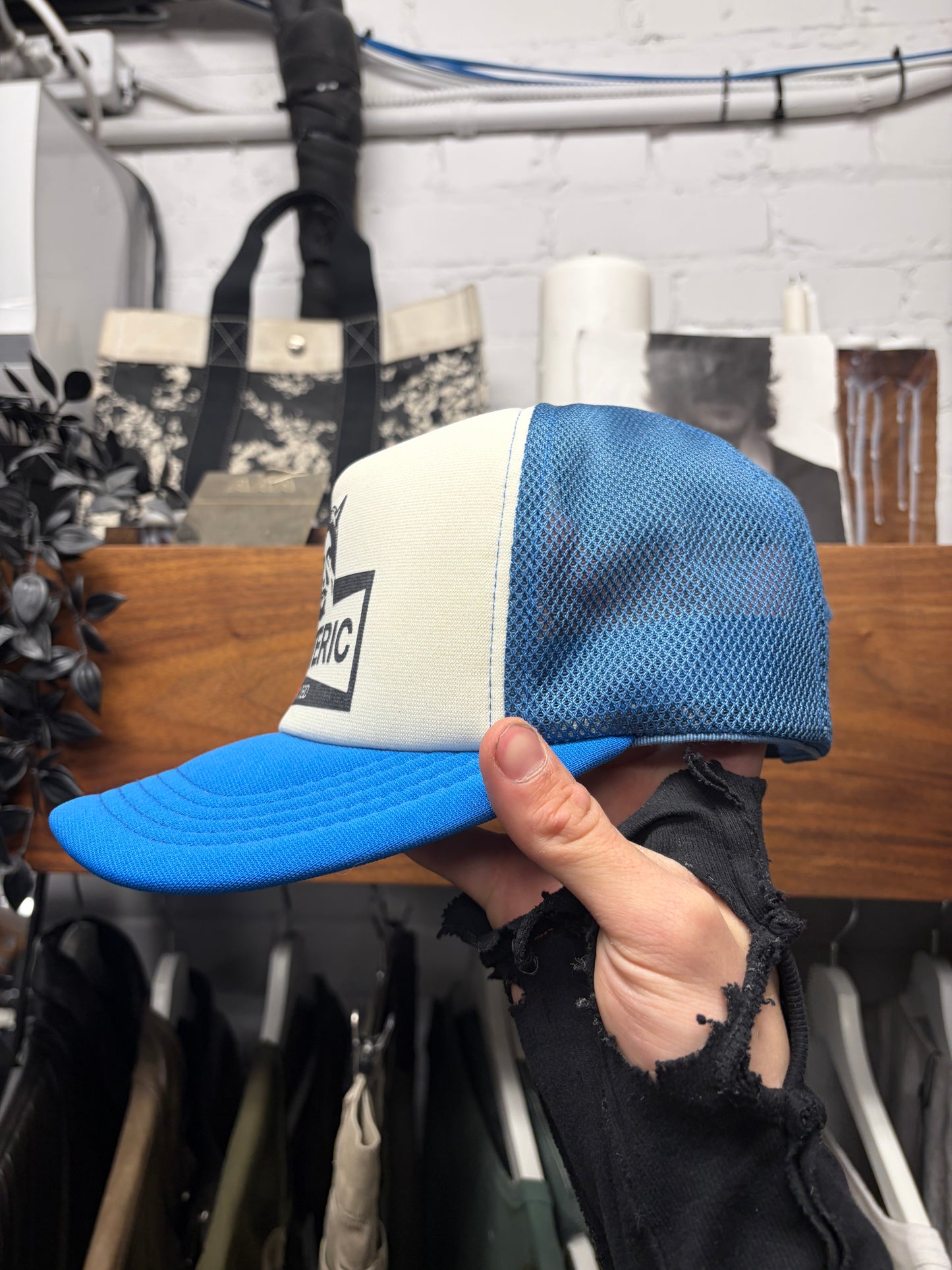 Hysteric Glamour ‘See No Evil’ Blue/White Trucker Hat