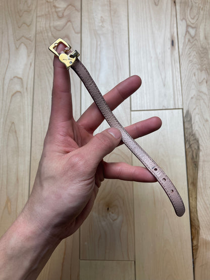 Miu Miu Gold Heart Charm Leather Bracelet