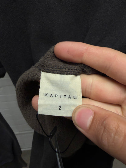 Kapital Vintage Washed Black Pullover Cotton Sweatshirt