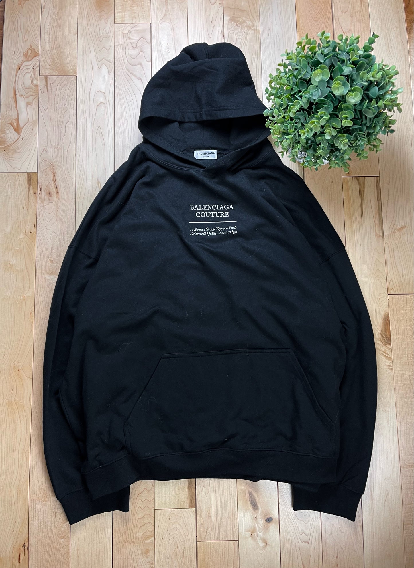 2021 Balenciaga Couture Embroidered ‘Paris’ Logo Hoodie