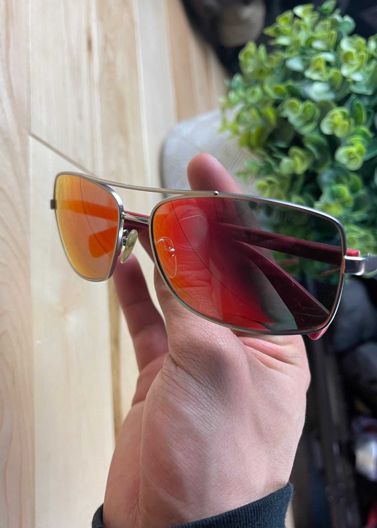 Prada Red Polarized Aviator Sunglasses