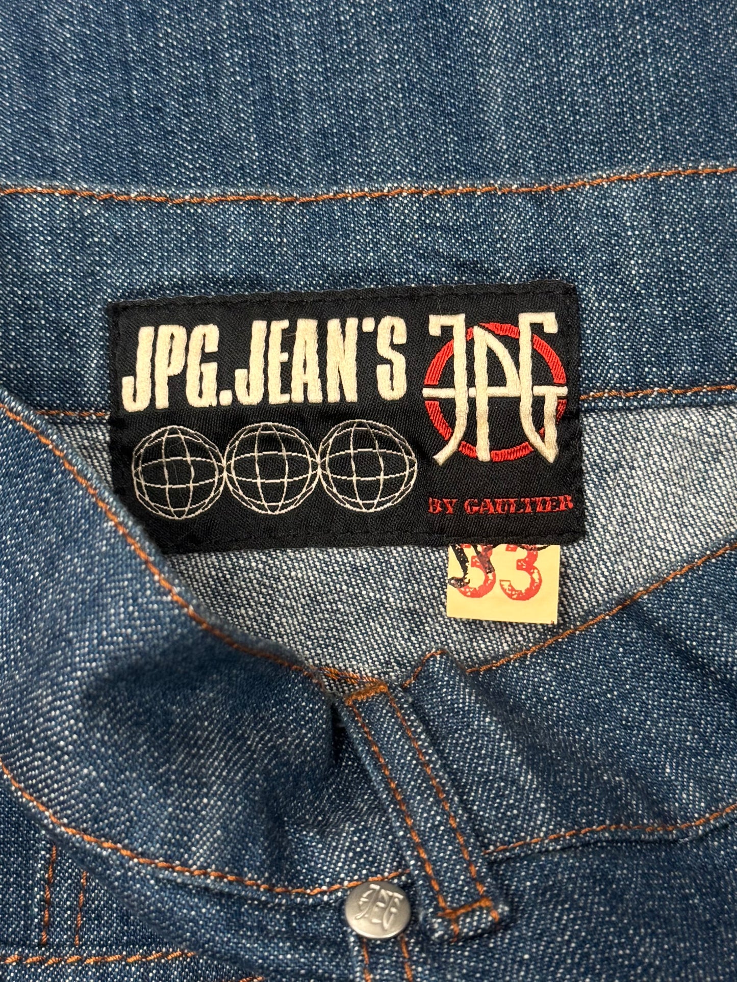 AW2003 Jean Paul Gaultier ‘Chain Mail’ Piercing Blue Bootcut Denim